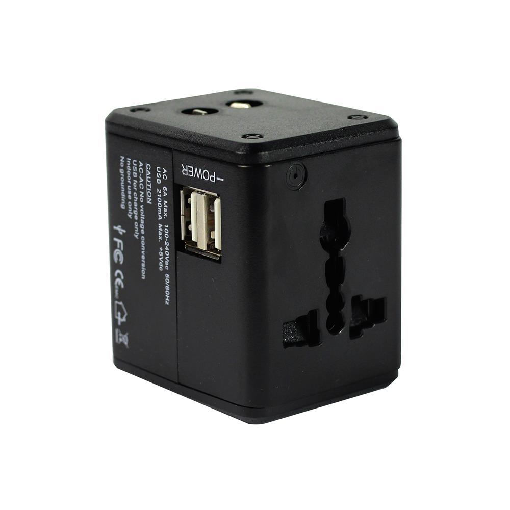 ปลั๊กแปลง 4 IN 1 UNIVERSAL 2 USB A TOSHINO DE206 สีขาว