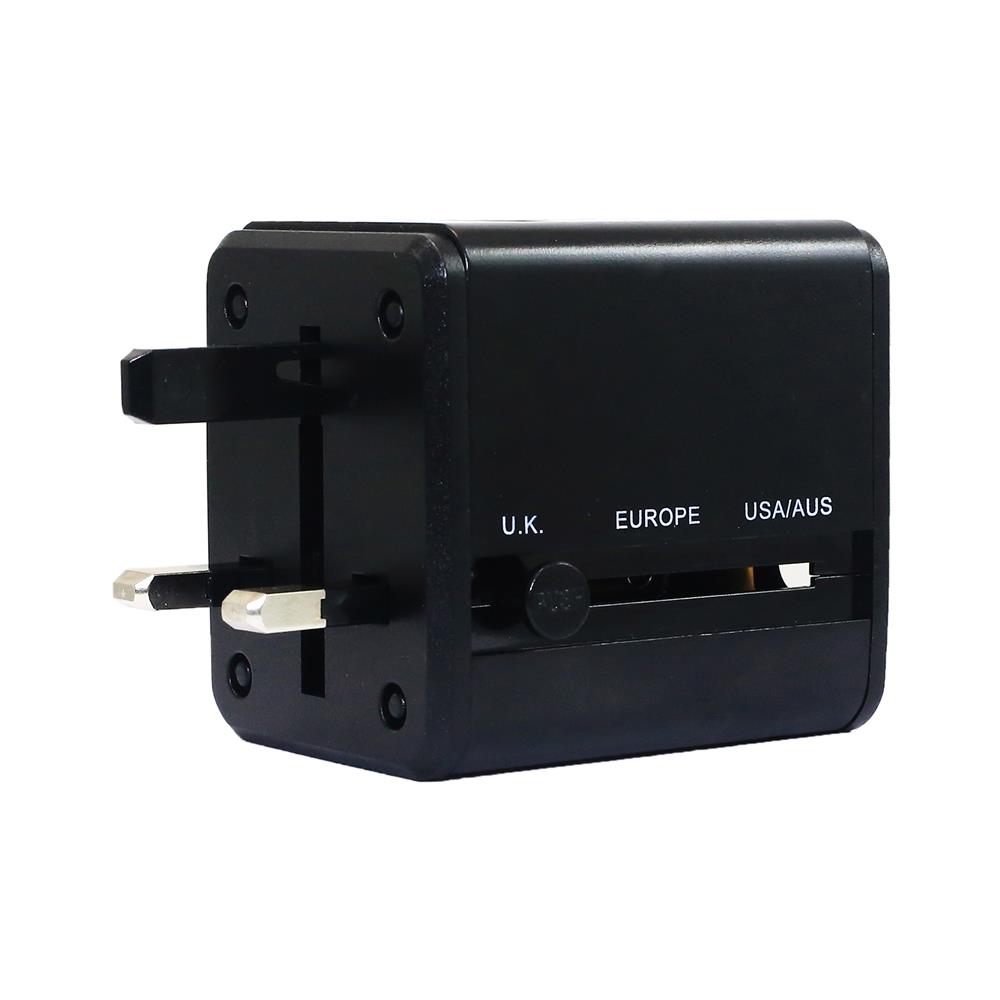 ปลั๊กแปลง 4 IN 1 UNIVERSAL 2 USB A TOSHINO DE206 สีขาว