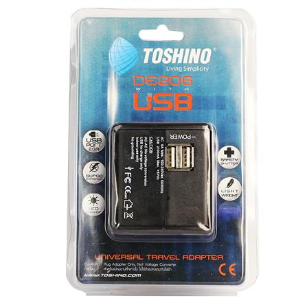 ปลั๊กแปลง 4 IN 1 UNIVERSAL 2 USB A TOSHINO DE206 สีขาว_4