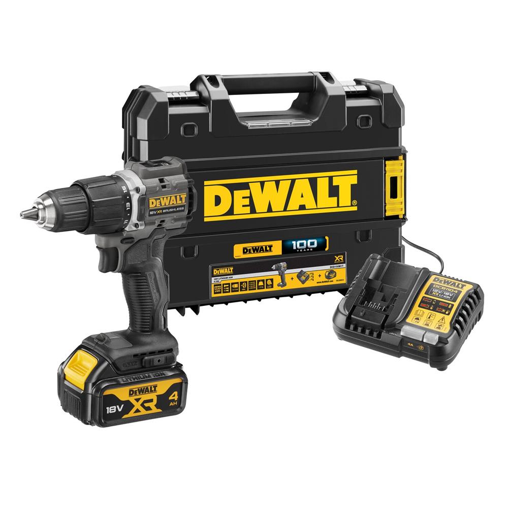 สว่านกระแทกไร้สาย (พร้อมแบตเตอรี่) DEWALT DCD100M1T 18 โวลต์ 4 AH