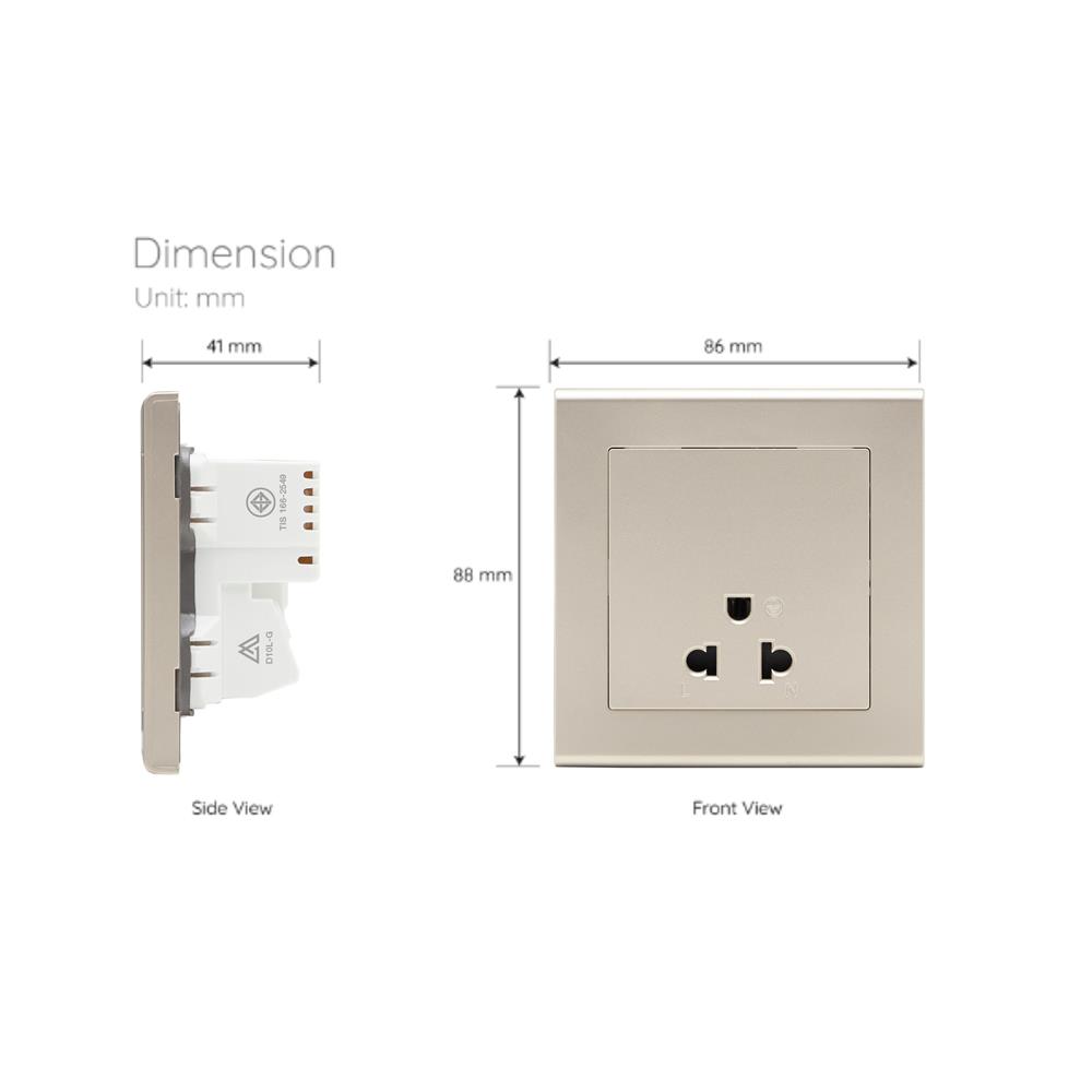 ชุดเต้ารับเดี่ยว 3 ขา SAHN D10L-G สีทอง