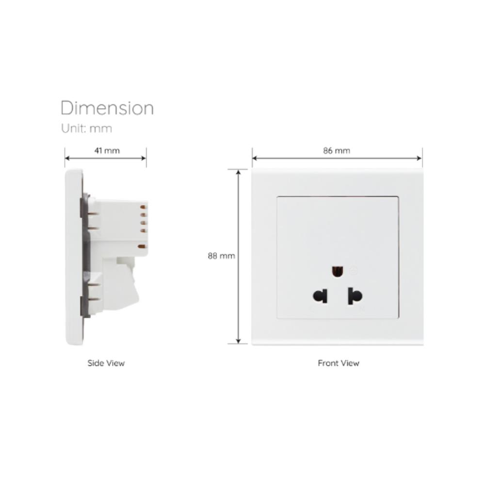 ชุดเต้ารับเดี่ยว 3 ขา SAHN D10L-WHM สีขาวด้าน
