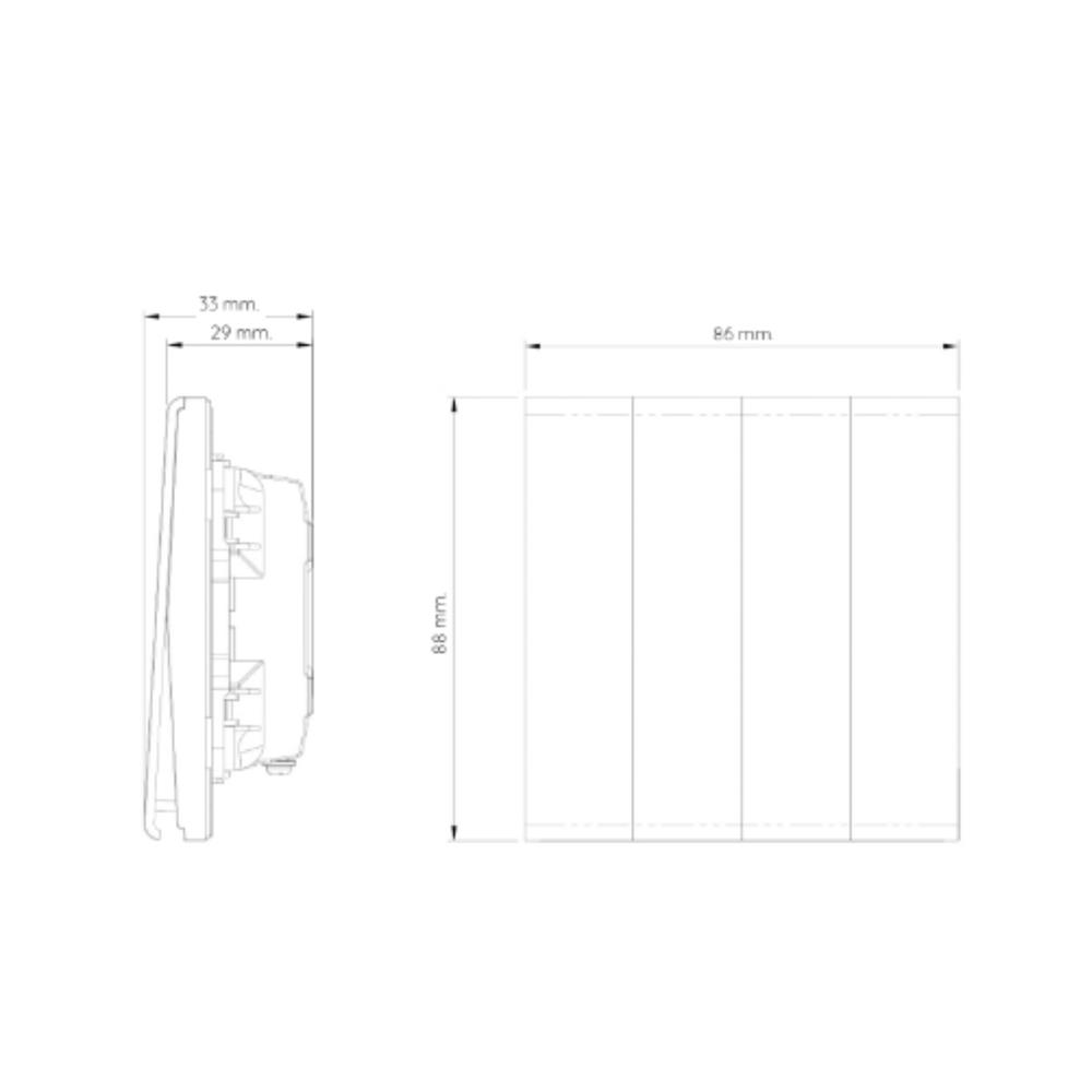 ชุดสวิตซ์ 2 ทาง 4 ช่อง SAHN D042-WHM สีขาวด้าน