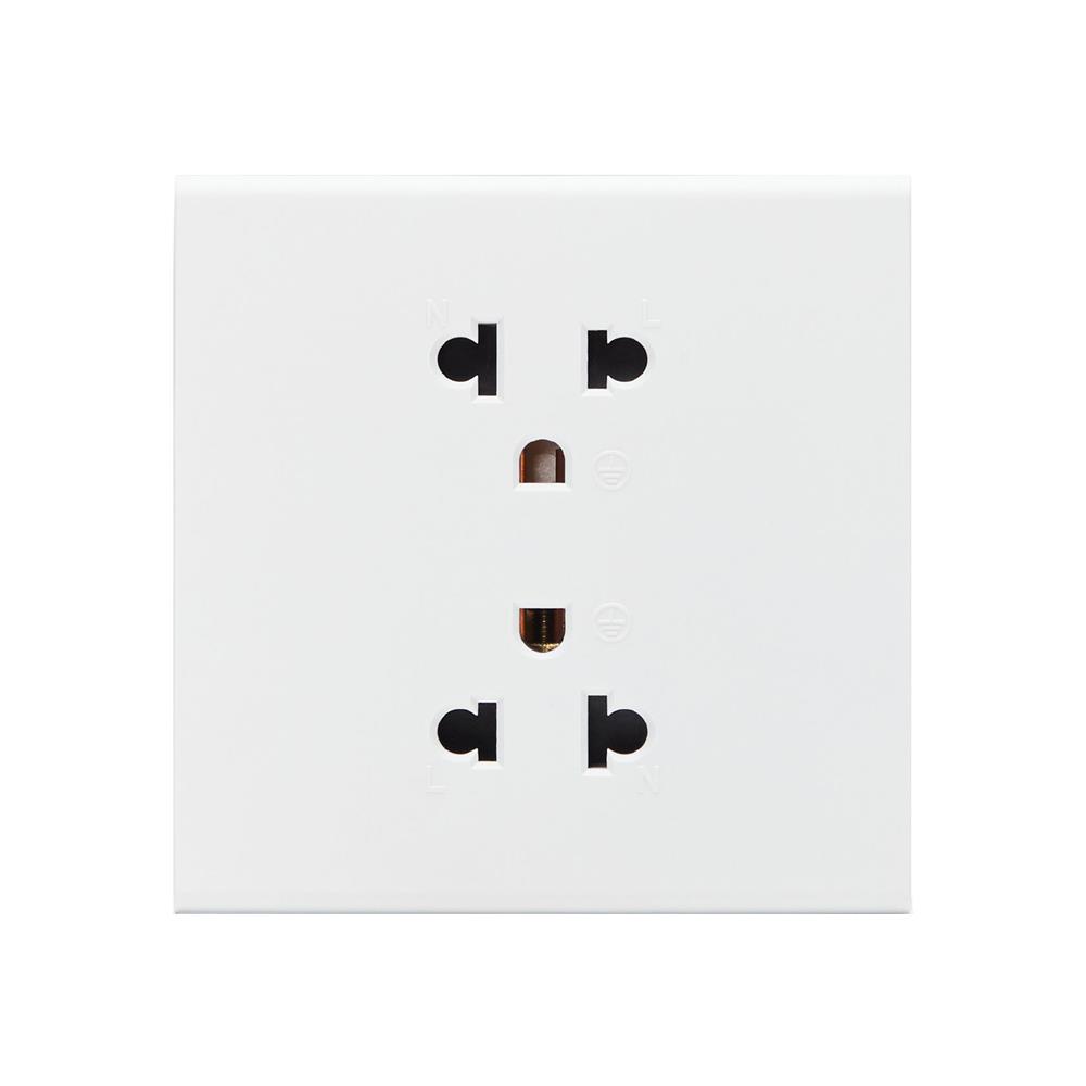 ชุดเต้ารับคู่ 3 ขา 2 ช่อง SAHN D102L-WHM สีขาวด้าน_1