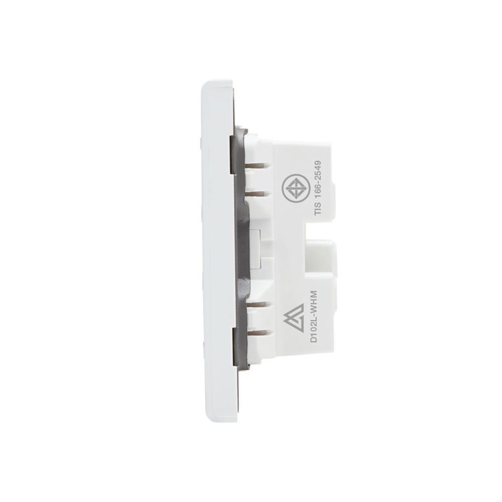 ชุดเต้ารับคู่ 3 ขา 2 ช่อง SAHN D102L-WHM สีขาวด้าน