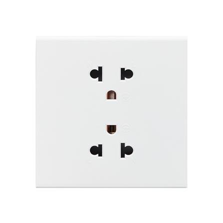 ชุดเต้ารับคู่ 3 ขา 2 ช่อง SAHN D102L-WHM สีขาวด้าน_0