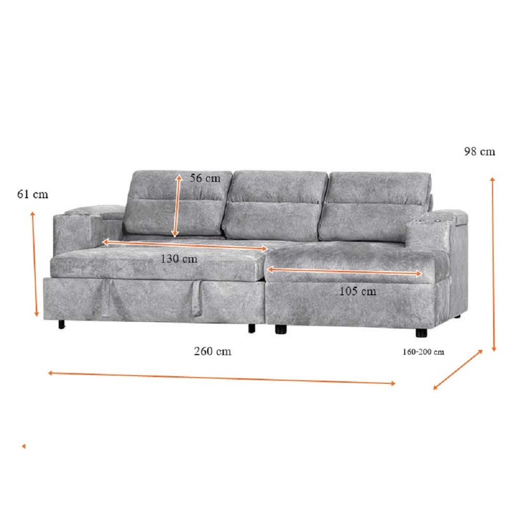 โซฟาเบด AS FURNITURE BICHONG LCGYU39 สีเทาอ่อน