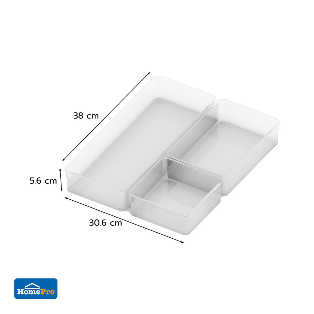 ถาดเก็บของในลิ้นชัก KECH WINK SET3 3 ชิ้น สีใส