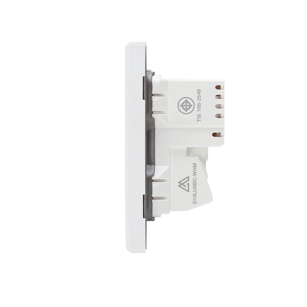 ชุดเต้ารับเดี่ยว 3 ขา พร้อม USB และ TYPE-C SAHN D10LUSBC-WHM สีขาวด้าน