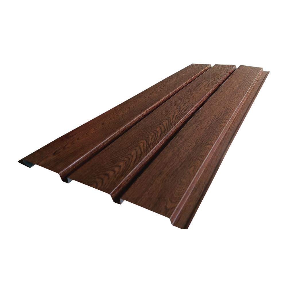 ผนังเมทัลชีท 3 ลอน MERCURY 33.5X200X0.35 ซม. สีโอ๊คเข้ม 6 แผ่น