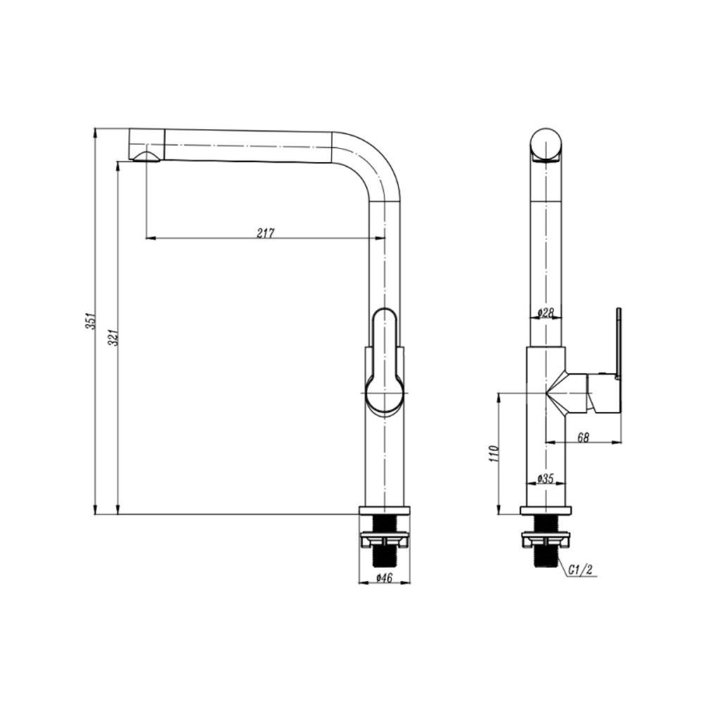 ก๊อกซิงค์ผสมเคาน์เตอร์ MEX 1105KSD-E9 สีโครม