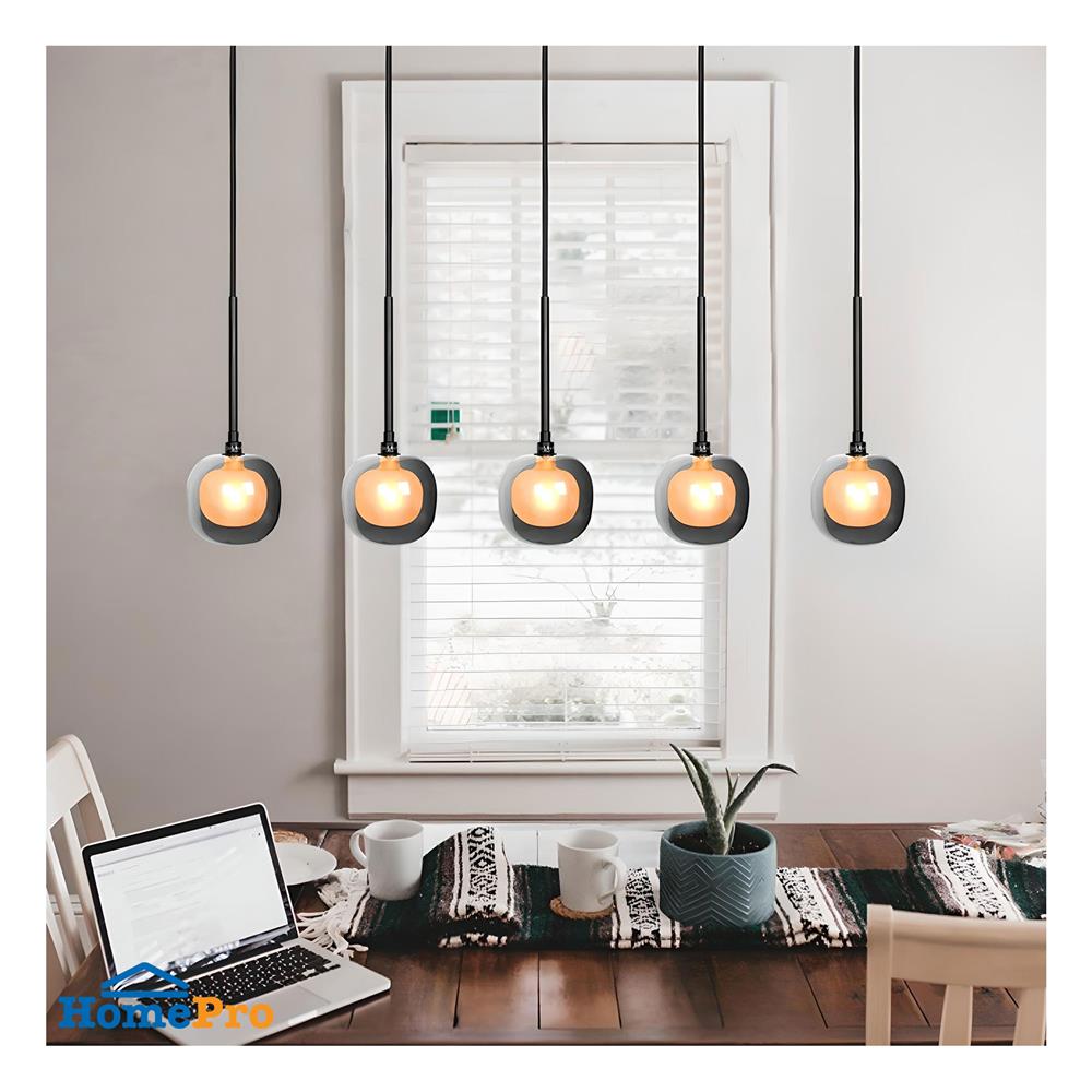 ไฟช่อ L&E 01-03084 สีดำ/ใส 5 หัว