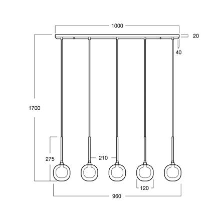 ไฟช่อ L&E 01-03084 สีดำ/ใส 5 หัว_3