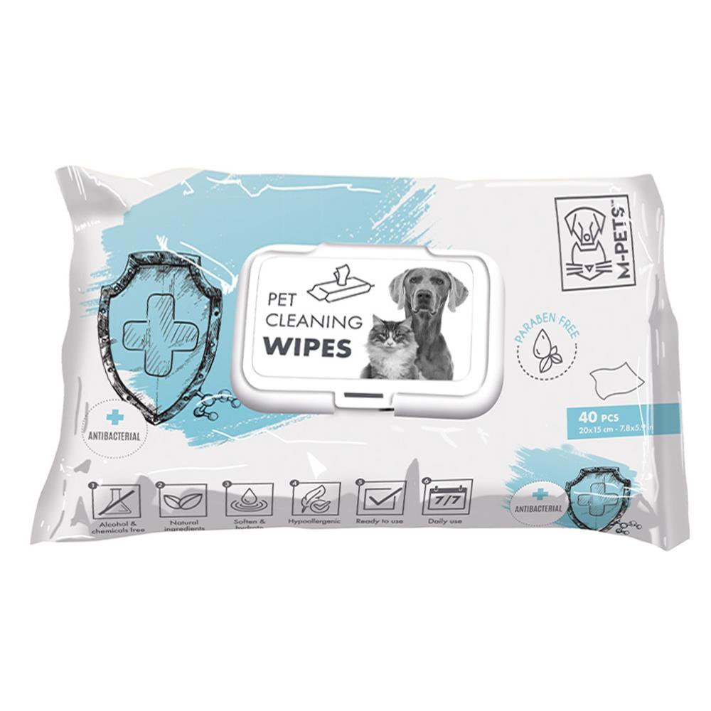 ผ้าเช็ดทำความสะอาดสัตว์เลี้ยง M-PETS CLEANING WIPES ANTI-BAC 40 แผ่น