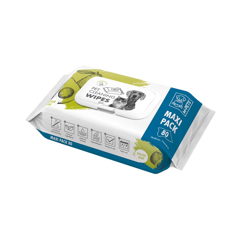 ผ้าเช็ดทำความสะอาดสัตว์เลี้ยง M-PETS CLEANING WIPES AVOCADO SCENT 80 แผ่น