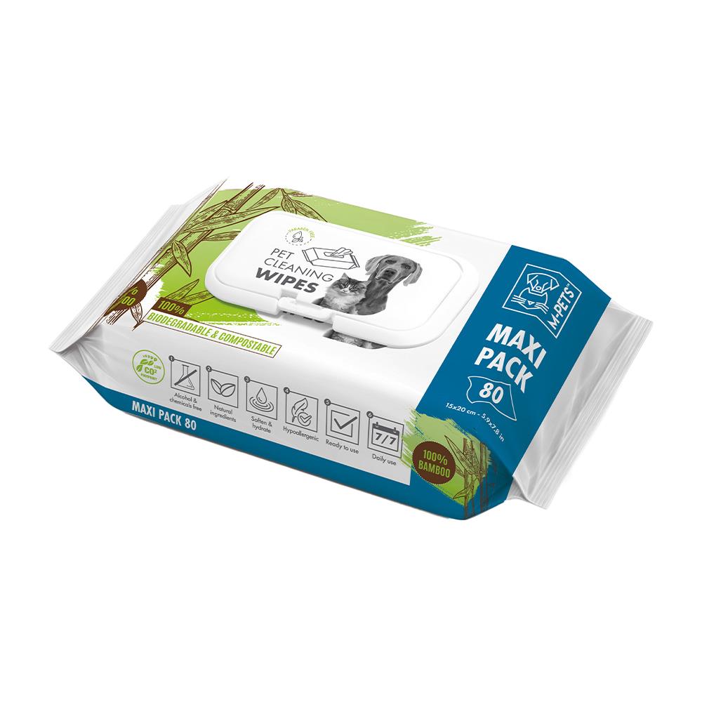 ผ้าเช็ดทำความสะอาดสัตว์เลี้ยง M-PETS CLEANING WIPES BAMBOO 80 แผ่น
