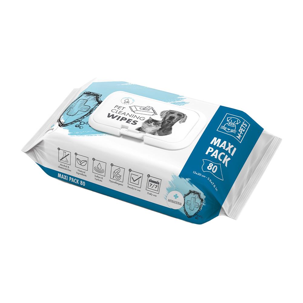 ผ้าเช็ดทำความสะอาดสัตว์เลี้ยง M-PETS CLEANING WIPES ANTI-BAC 80 แผ่น