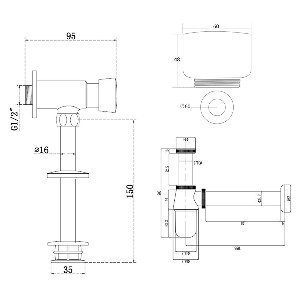 ฟลัชวาล์วโถชายท่อตรง DONMARK GL-9222