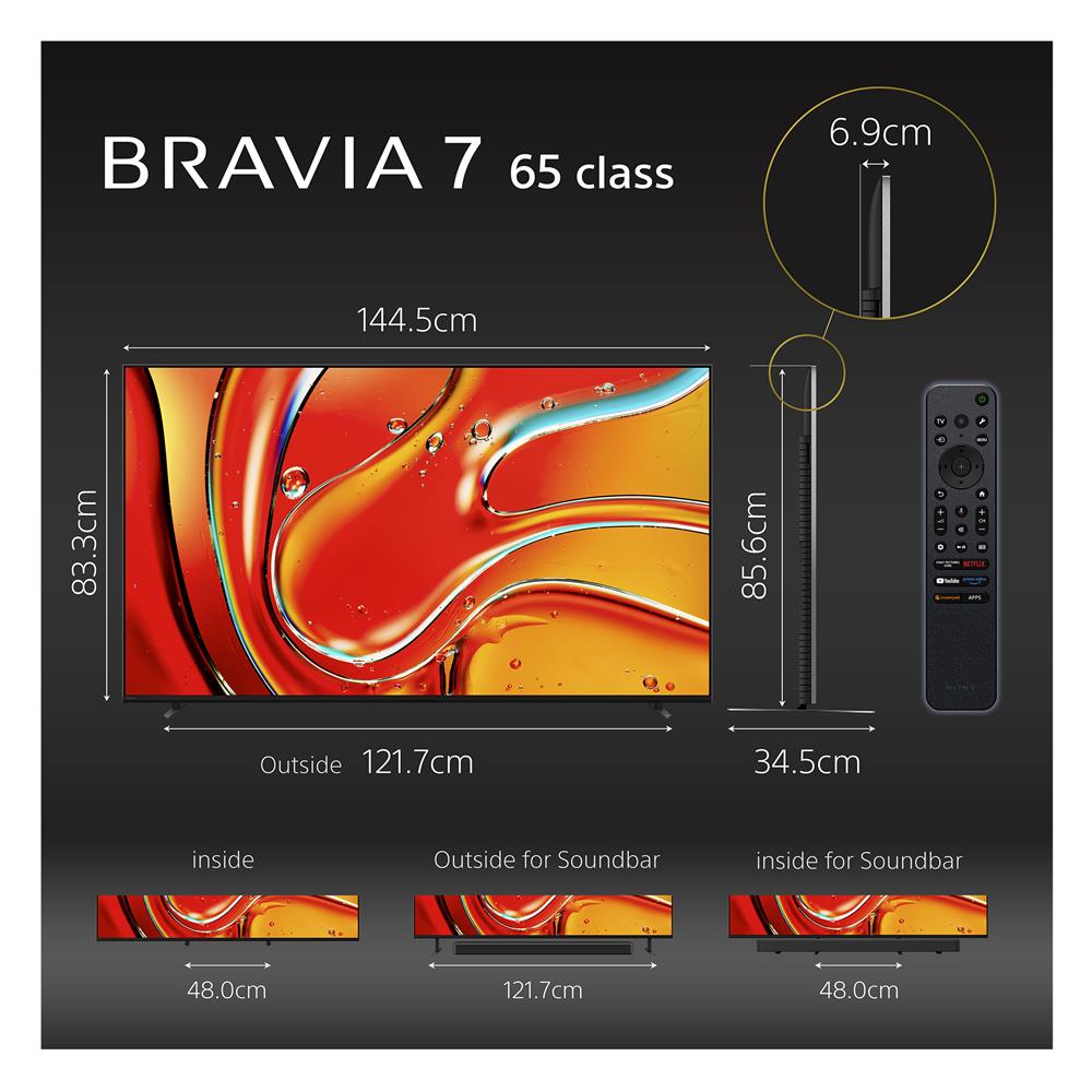 ทีวีมินิแอลอีดี 65 นิ้ว SONY (4K, MINI LED, GOOGLE TV) BRAVIA 7 K-65XR70