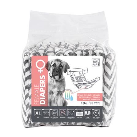 ผ้าอ้อมสุนัข M-PETS DIAPERS FEMALE DOG ไซซ์ XL 10 ชิ้น_0