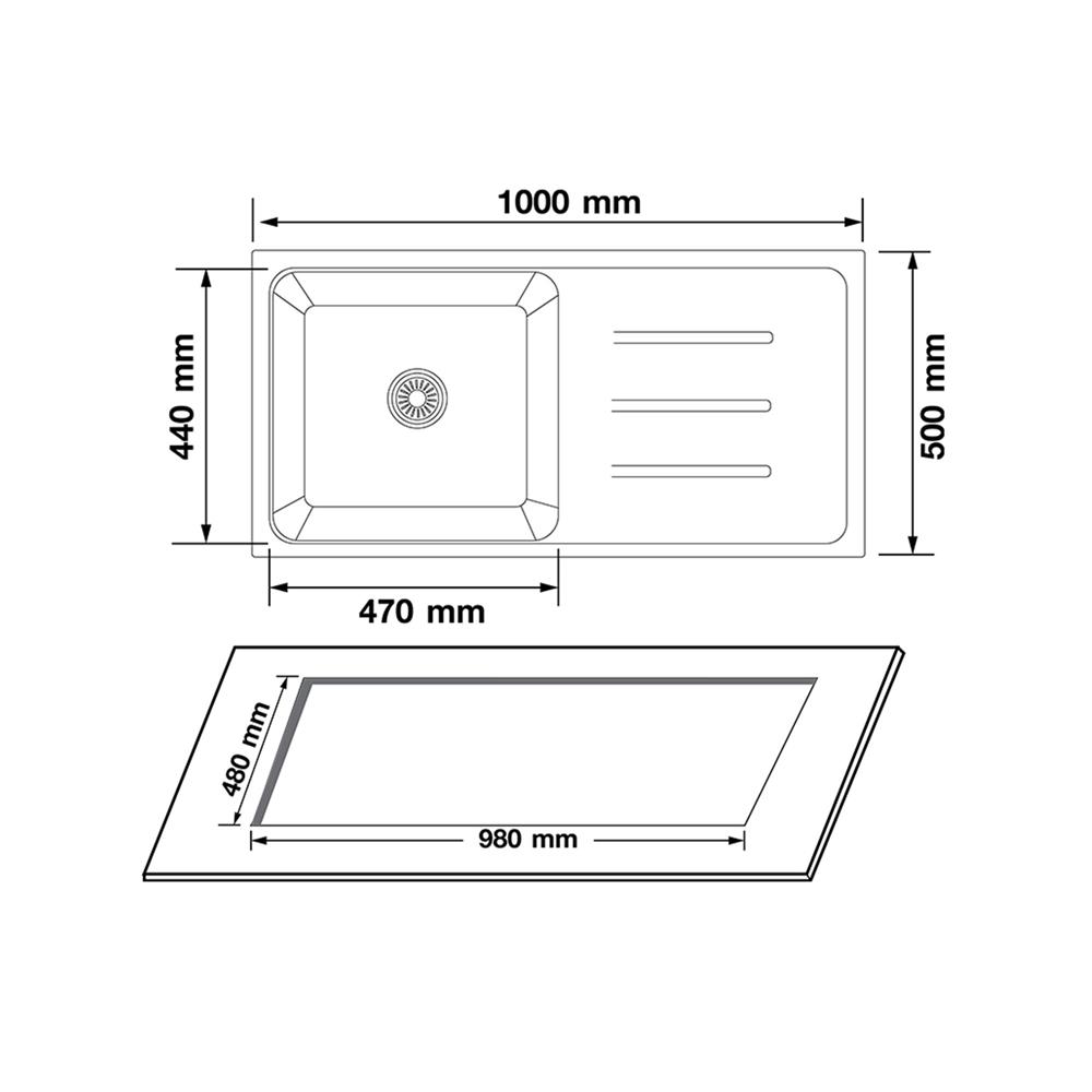 ซิงค์ฝัง 1 หลุม 1 ที่พัก AXIA METALLICA 100 สีเทา