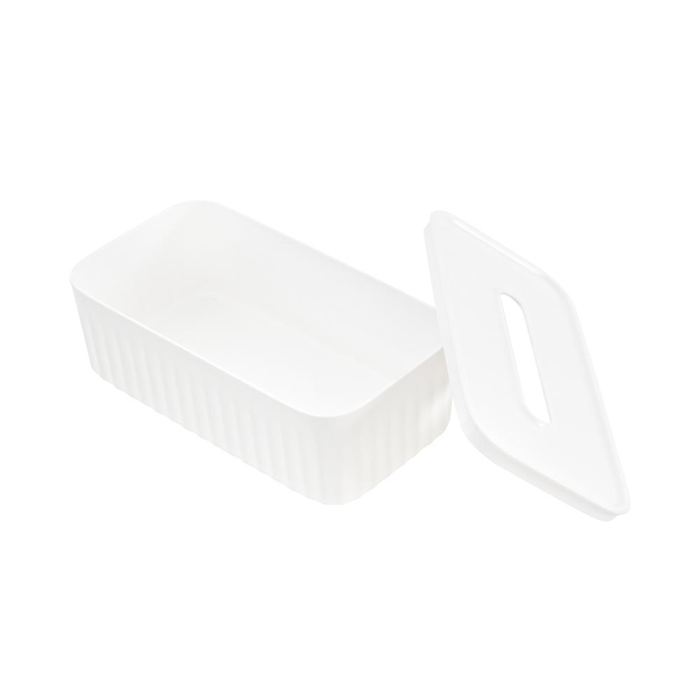 กล่องทิชชู่แผ่น PP KECH SQUAREWAVE สีขาว