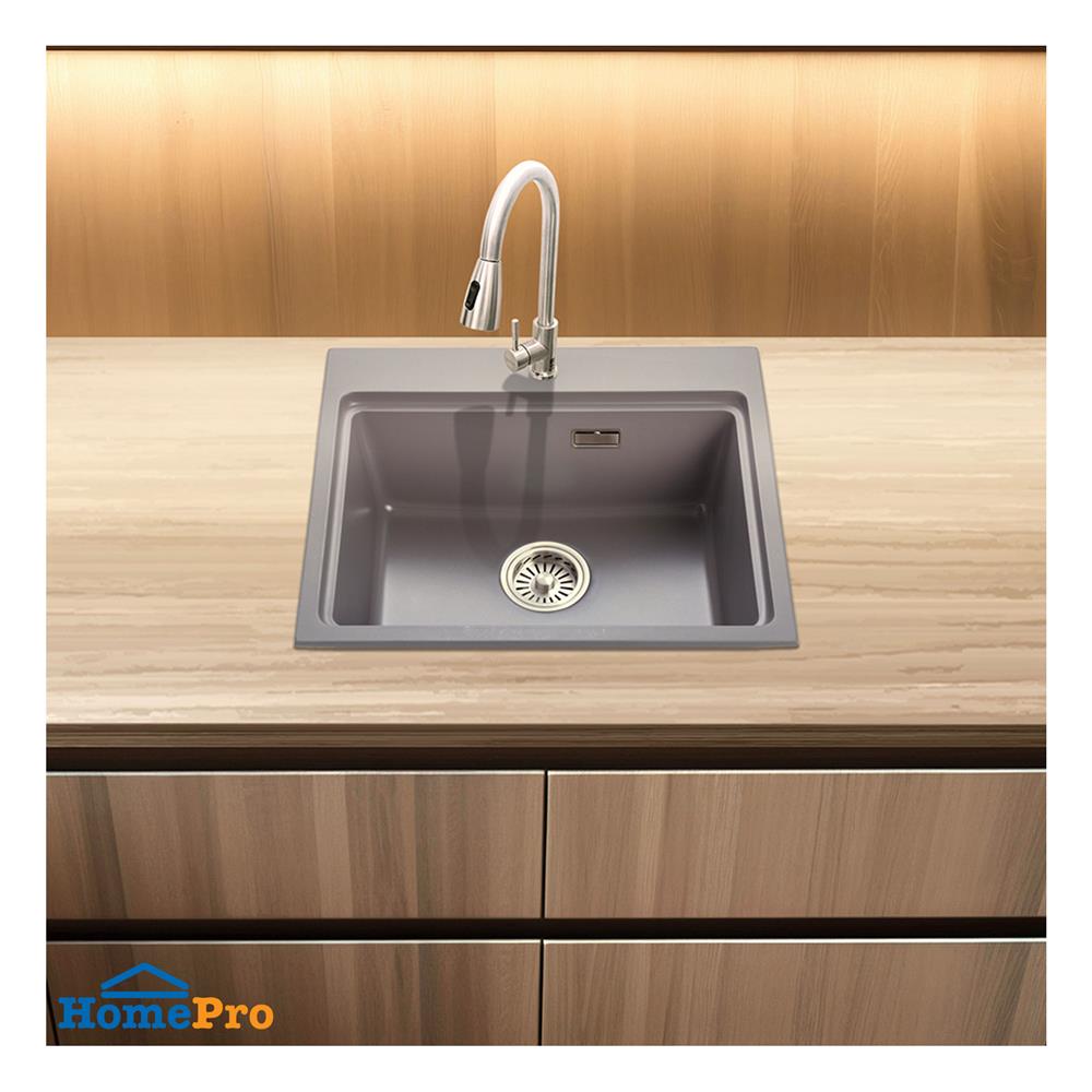 ซิงค์ฝัง 1 หลุม AXIA METALLICA 56 สีเทา