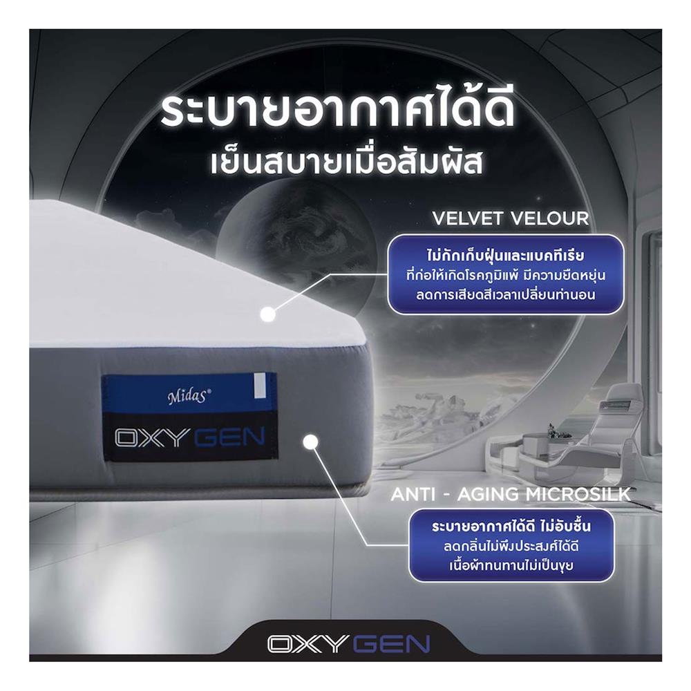 ที่นอน 5 ฟุต MIDAS OXYGEN พร้อมหมอนหนุน 2 ชิ้น
