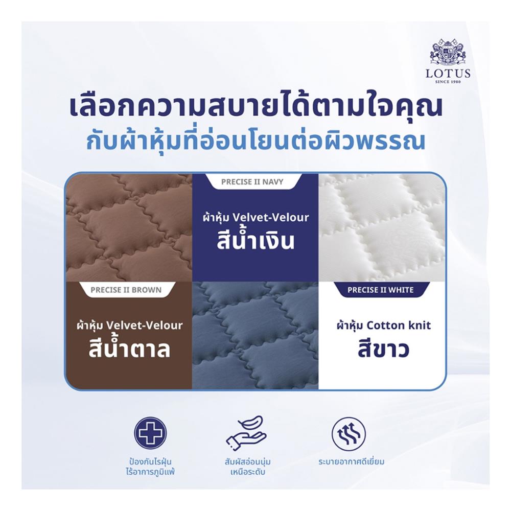 ที่นอน 5 ฟุต LOTUS PRECISE II สีน้ำเงิน พร้อมหมอนหนุน 2 ชิ้น