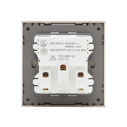 ชุดเต้ารับเดี่ยว 3 ขา พร้อม USB และ TYPE-C SAHN D10LUSBC-G สีทอง_3