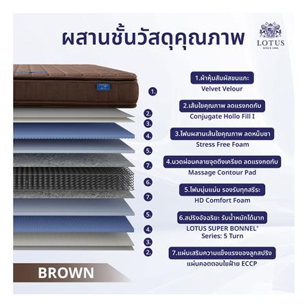 ที่นอน 5 ฟุต LOTUS PRECISE II สีน้ำตาล พร้อมหมอนหนุน 2 ชิ้น_5