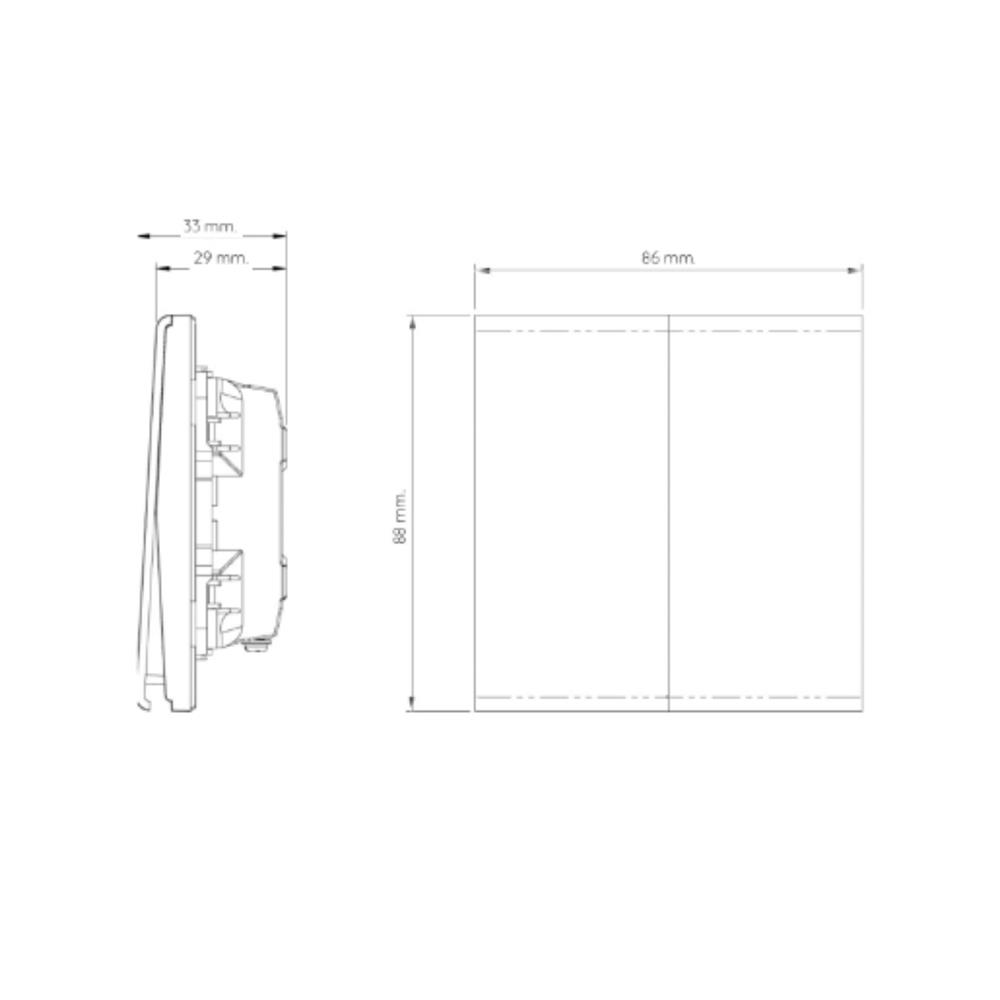 ชุดสวิตซ์ 3 ทาง 2 ช่อง SAHN D023-WHM สีขาวด้าน
