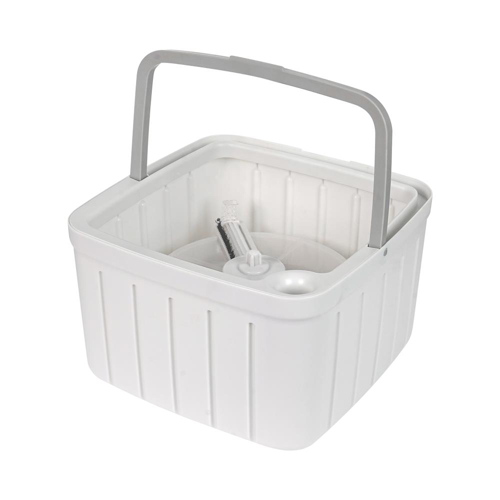 ชุดอุปกรณ์ถังปั่นเดี่ยวทรงเหลี่ยมพร้อมไม้ม็อบ ACCO NAMI สีเทา