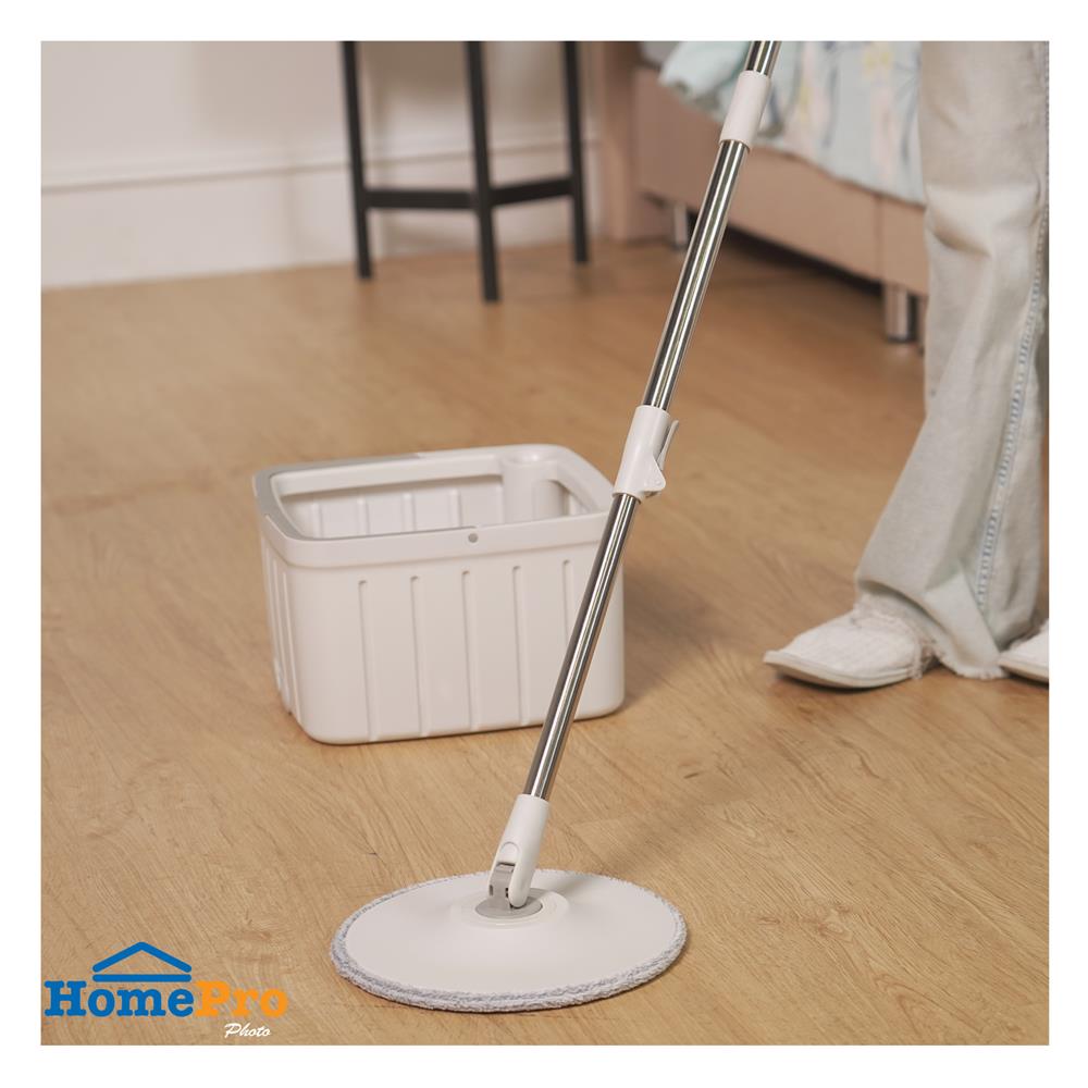 ชุดอุปกรณ์ถังปั่นเดี่ยวทรงเหลี่ยมพร้อมไม้ม็อบ ACCO NAMI สีเทา