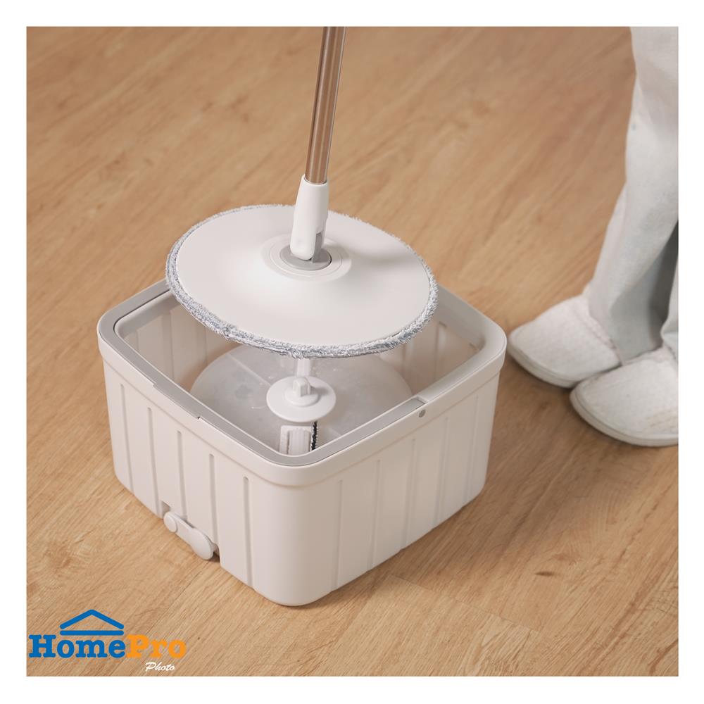 ชุดอุปกรณ์ถังปั่นเดี่ยวทรงเหลี่ยมพร้อมไม้ม็อบ ACCO NAMI สีเทา