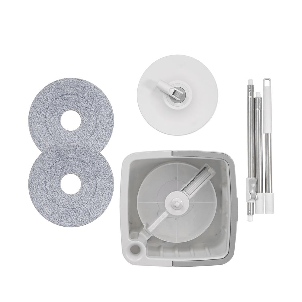 ชุดอุปกรณ์ถังปั่นเดี่ยวทรงเหลี่ยมพร้อมไม้ม็อบ ACCO NAMI สีเทา