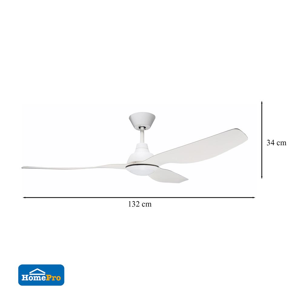 พัดลมโคมไฟ LED CARINI CFD503101BK 15 วัตต์ DAYLIGHT 52 นิ้ว สีขาว