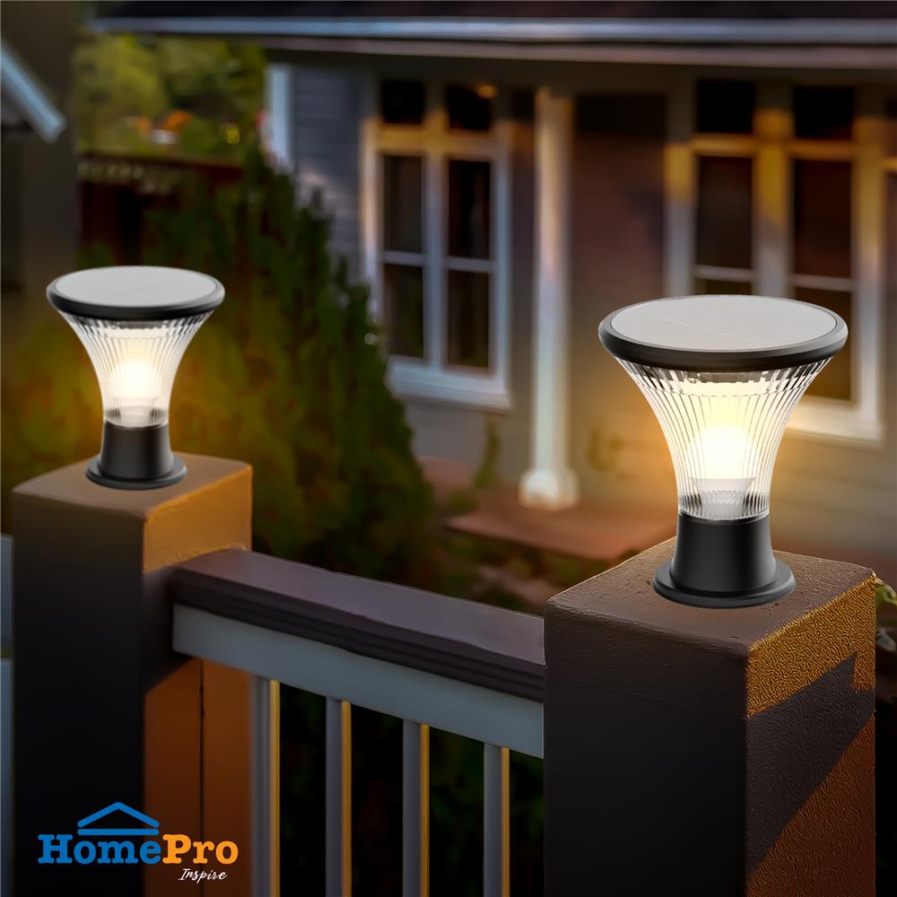 ไฟหัวเสา SOLAR CARINI HK-K2019 3 วัตต์ WARM WHITE สีดำ