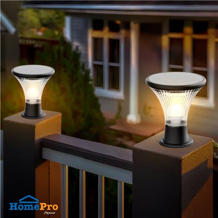 ไฟหัวเสา SOLAR CARINI HK-K2019 3 วัตต์ WARM WHITE สีดำ_3