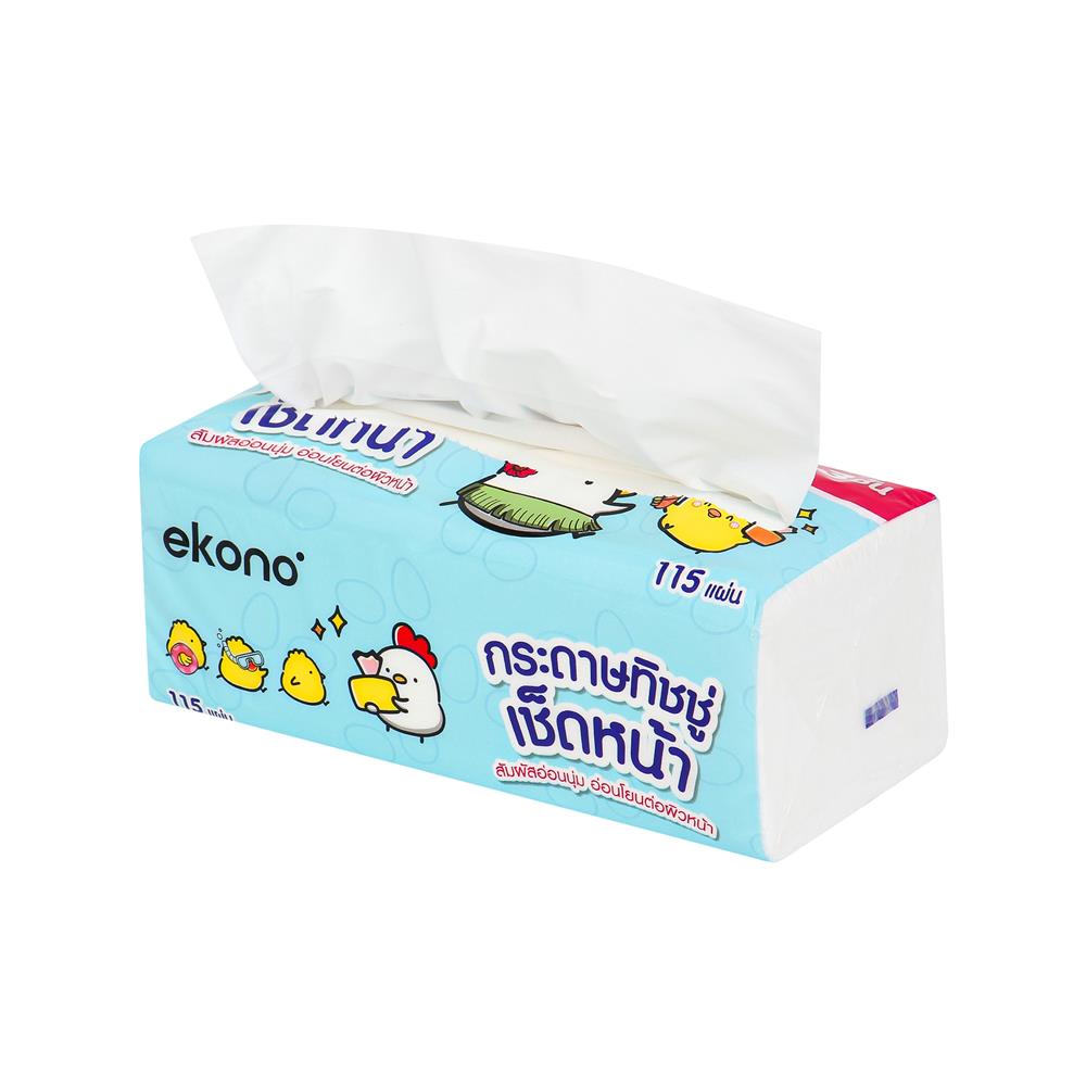 กระดาษเช็ดหน้า EKONO 3 ชั้น 115 แผ่น แพ็ค 3+1