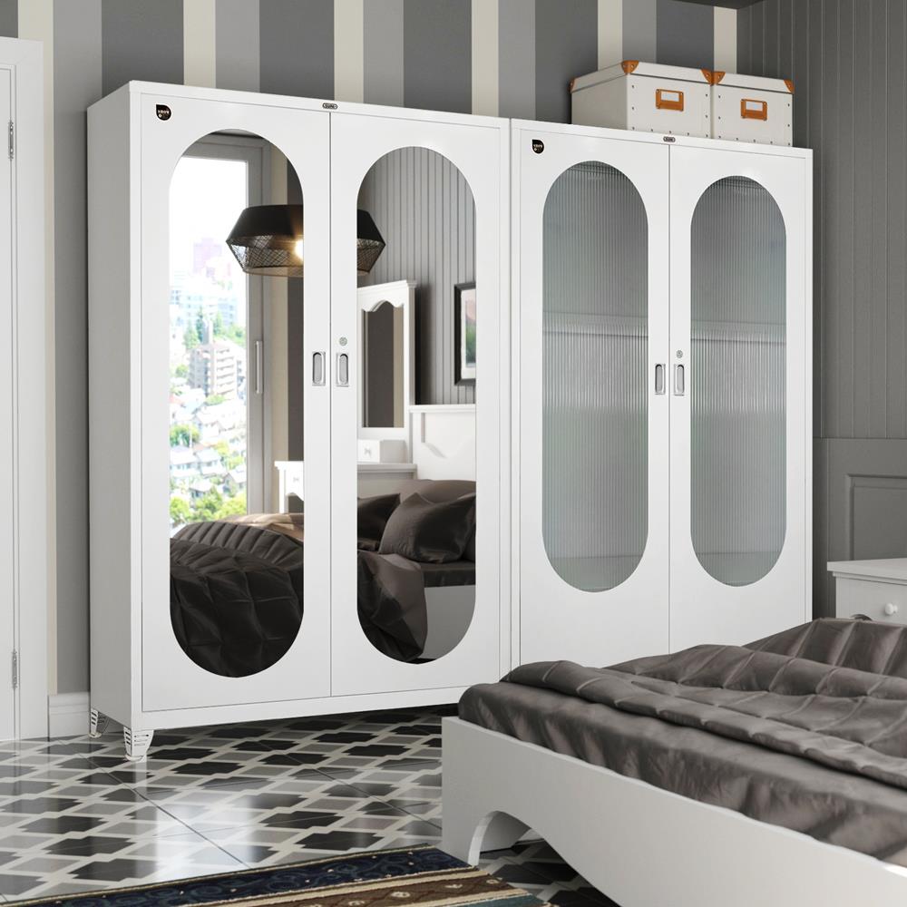 ตู้เสื้อผ้าบานกระจก SURE BG-401P สีขาว