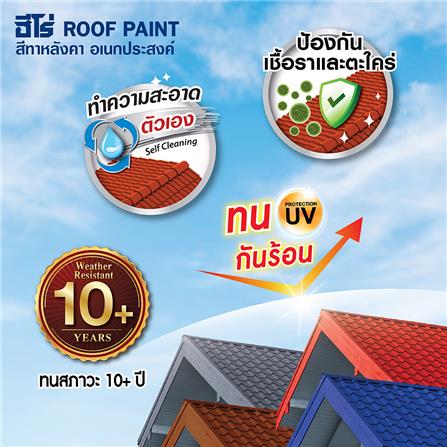 สีทาหลังคา WOODTECT HERO ROOF PAINT H2-R100 สีขาว กึ่งเงา 1 แกลลอน_2