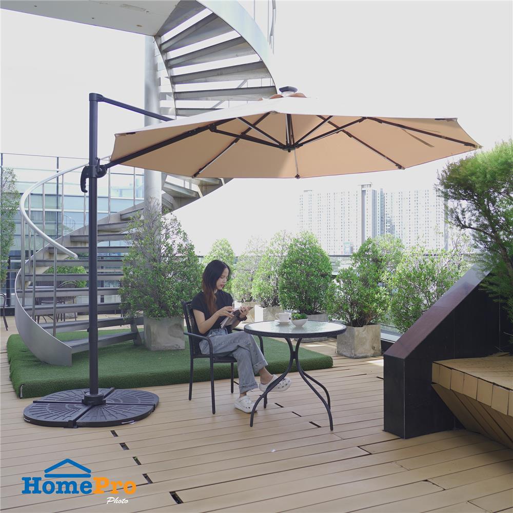 ร่มสนามตัวแอล SOLAR LED SPRING สีน้ำตาลอ่อน