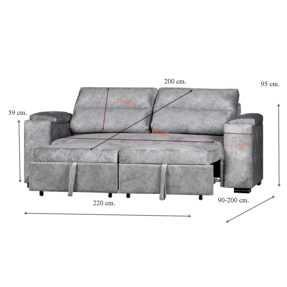 โซฟาเบด AS FURNITURE NADIAPLUS CGYU39 สีเทา