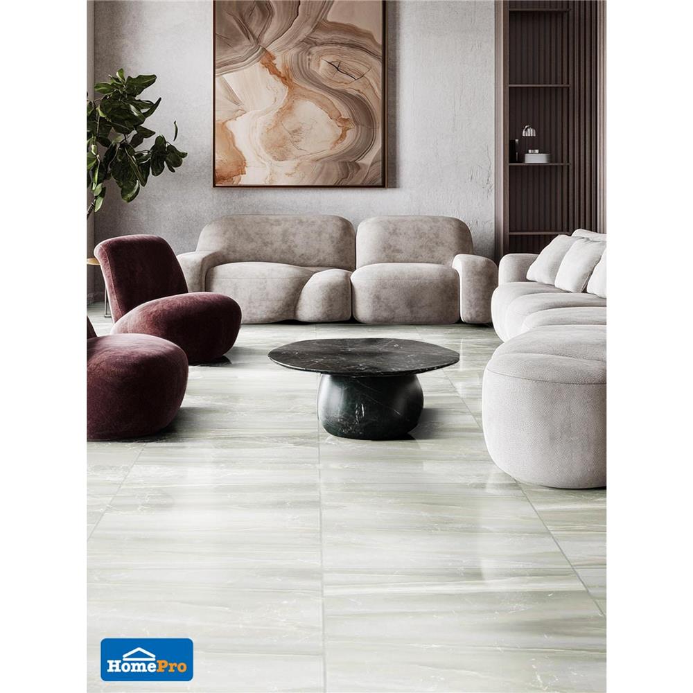 กระเบื้องพื้นพอร์ซเลน 60x60 ซม. TARA ออร์เวล เทาอ่อน A 1.44 ตร.ม.