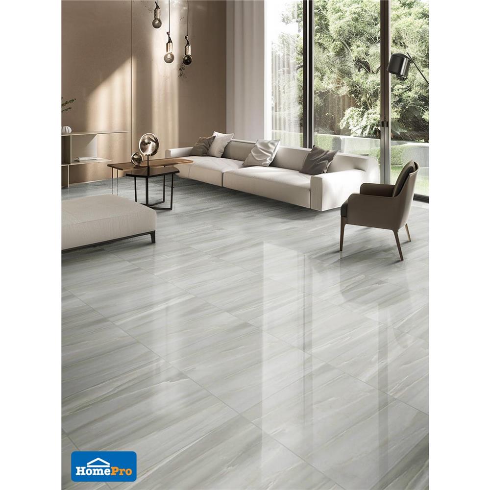 กระเบื้องพื้นพอร์ซเลน 60x60 ซม. TARA ออร์เวล เทาอ่อน A 1.44 ตร.ม.