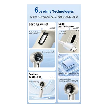 พัดลมพกพา 2 นิ้ว HANDHELD FAN WX-638 สีดำ_5