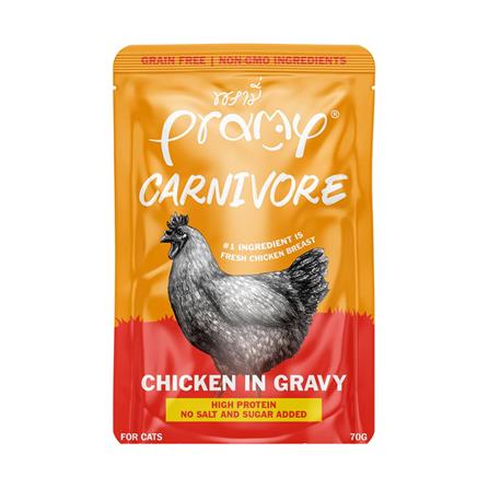 อาหารเปียกแมว PRAMY CARNIVORE ไก่ในเกรวี่ 70 ก._0