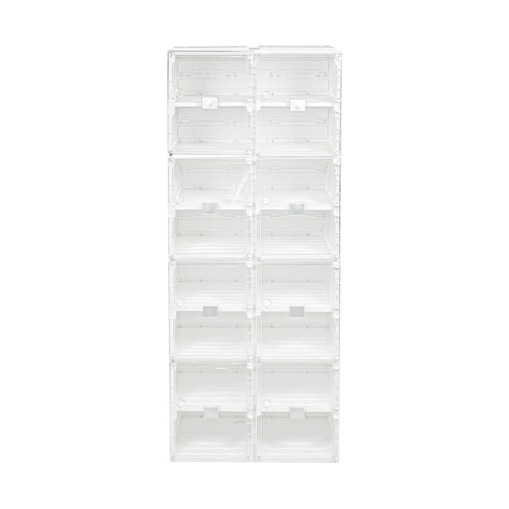 กล่องรองเท้า 16 ช่อง STACKO CLAIRE 53x34x132 ซม. สีขาว/ใส