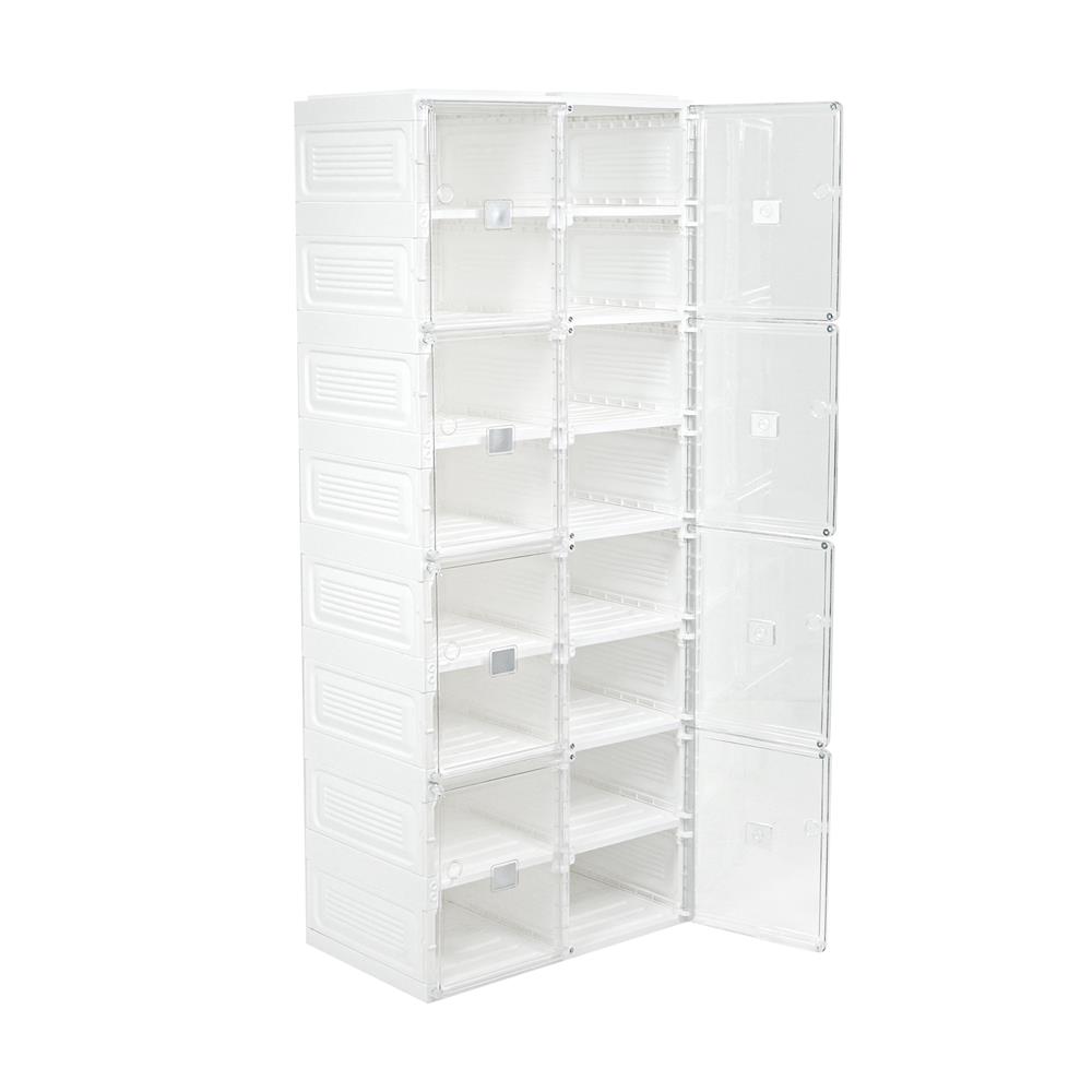 กล่องรองเท้า 16 ช่อง STACKO CLAIRE 53x34x132 ซม. สีขาว/ใส